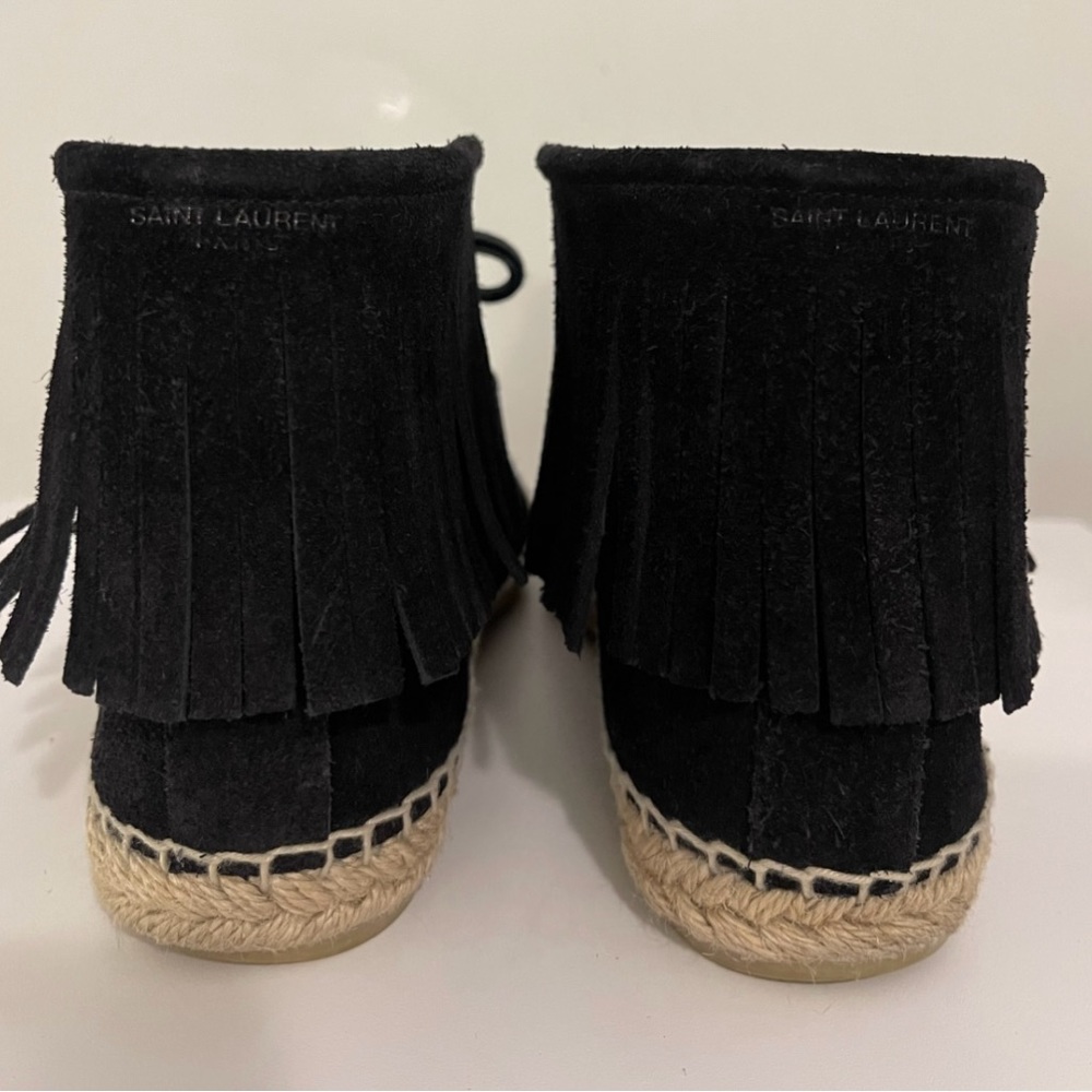 Saint Laurent Espadrille fringe suede booties - Picture 3 of 6